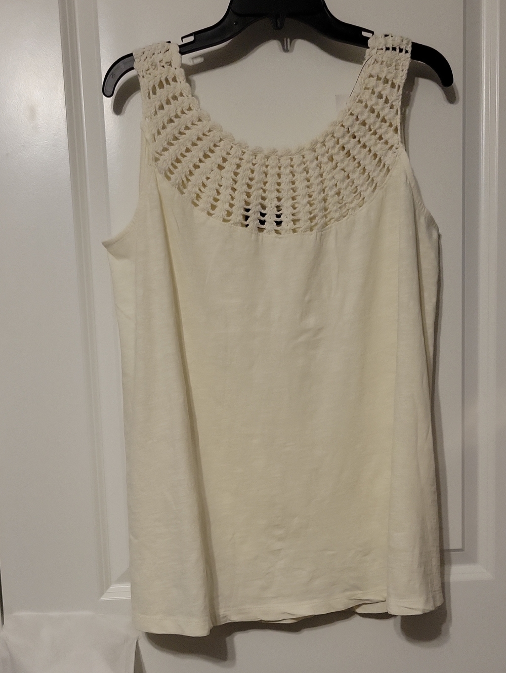 Lane Bryant Women's Crochet Topped/knit Tank, 14/16, Ivory/off-white, NWT.